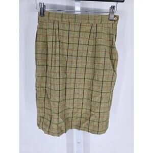 Vintage Peyton Place Womens Sz S Knee Length Pencil Skirt Avocado Green Plaid